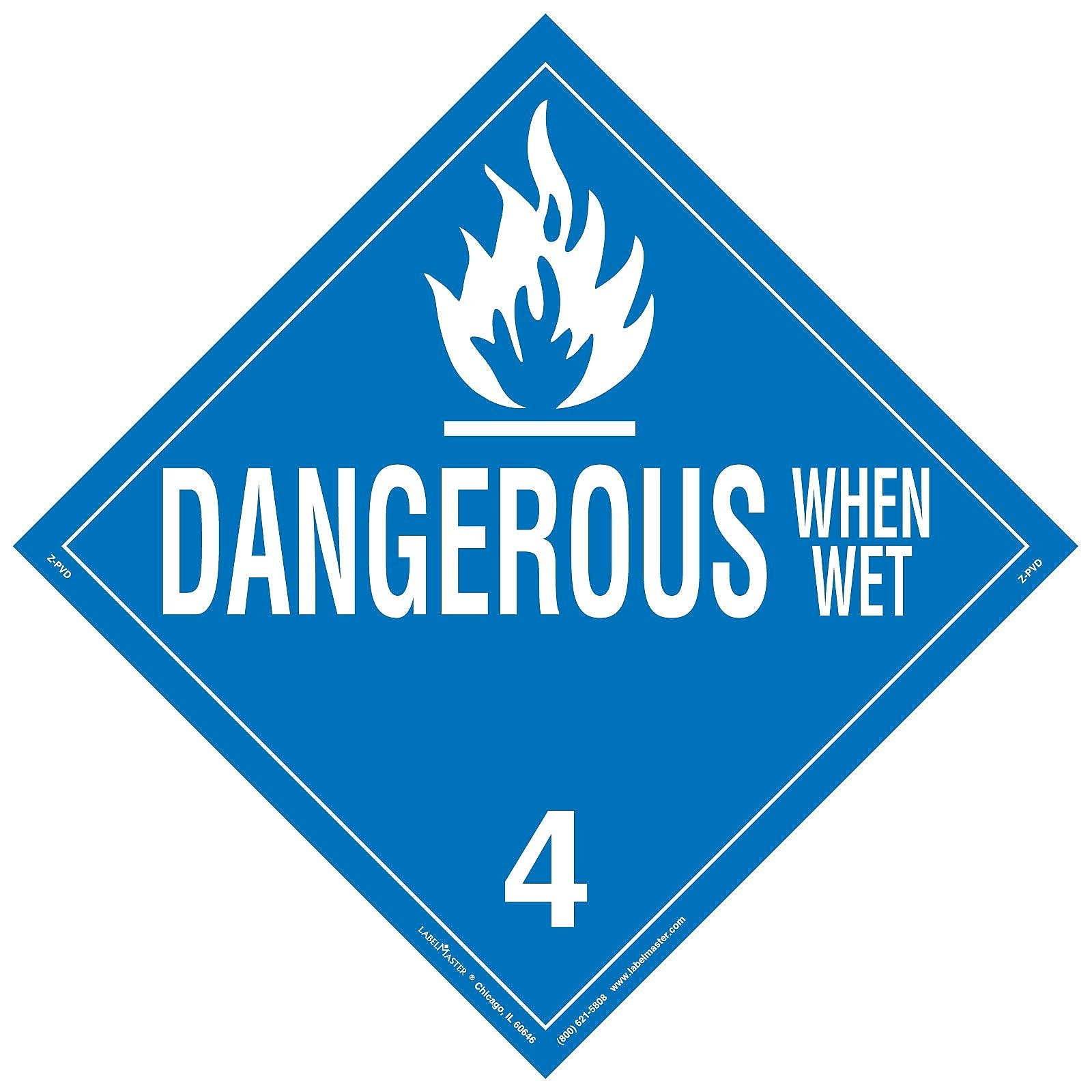 Labelmaster® Dangerous When Wet Placard, Worded, Permanent Vinyl, 273mm x 273mm, 25/Pack (Z-PVD)