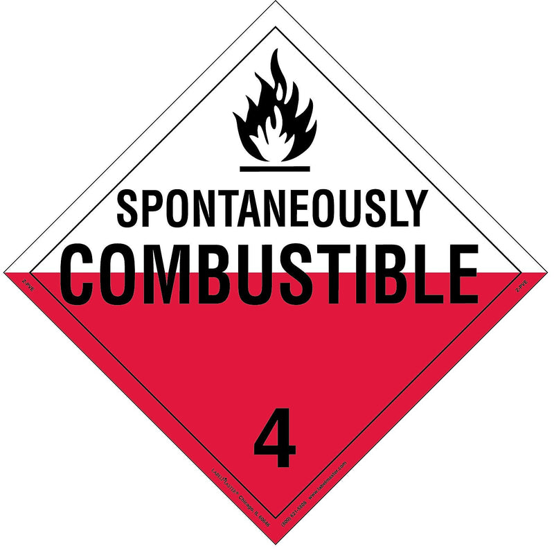 Labelmaster® Spontaneously Combustible Placard, Worded, Permanent Vinyl, 273mm x 273mm, 25/Pack (Z-PVE)