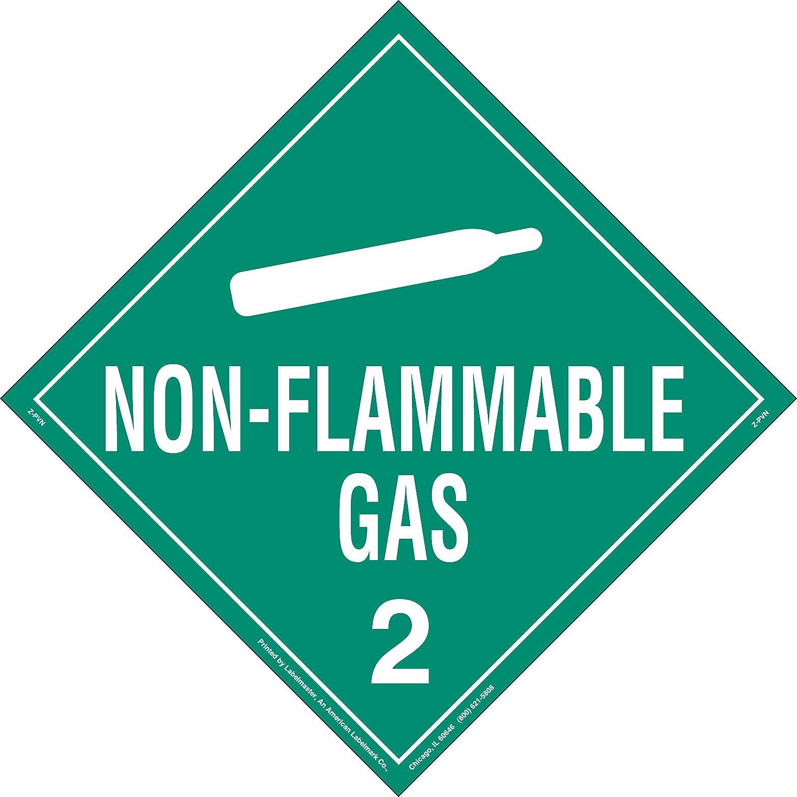 Labelmaster® Non-Flammable Gas Placard, Worded, Permanent Vinyl, 273mm x 273mm, 25/Pack (Z-PVN)