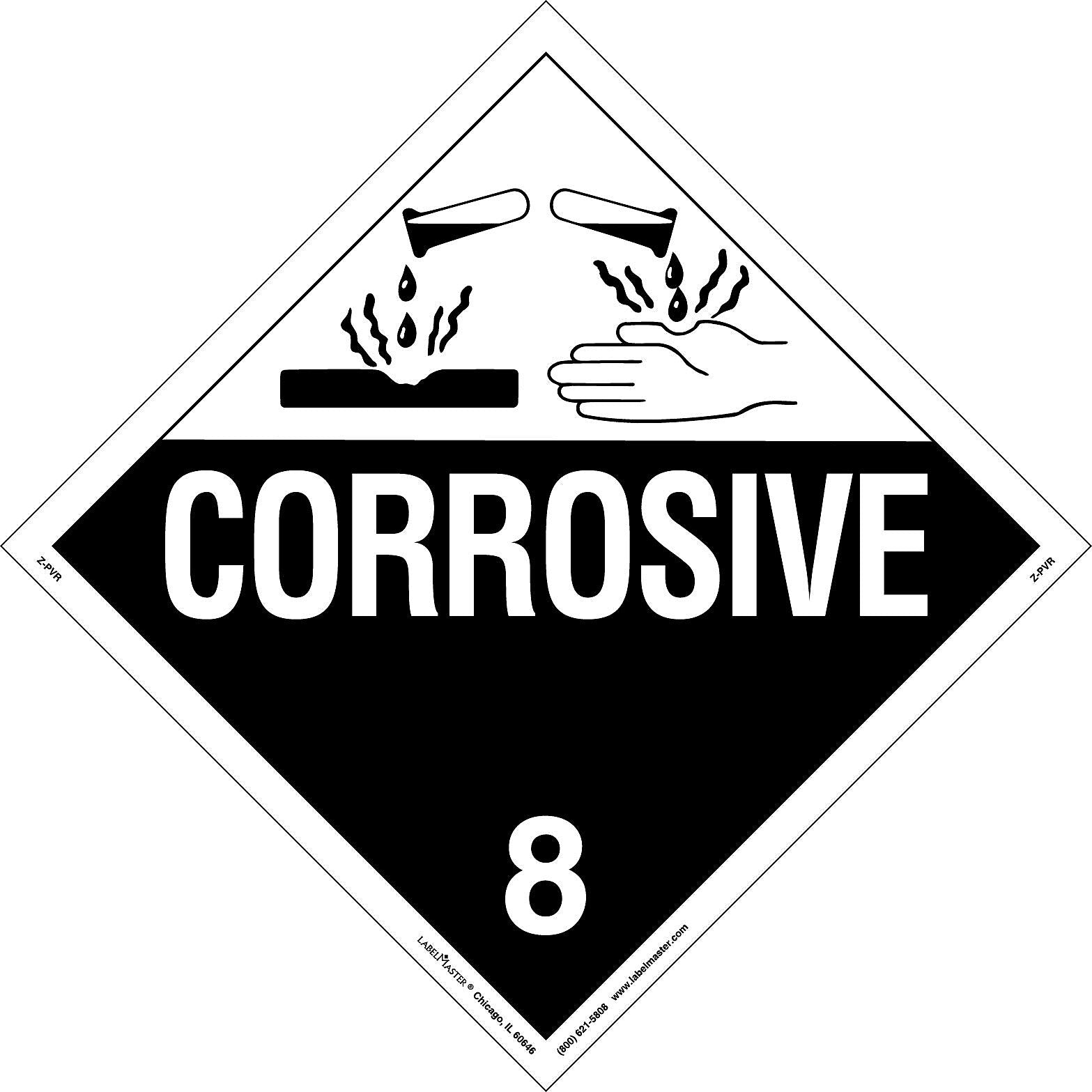 Labelmaster® Corrosive Placard, Worded, Permanent Vinyl, 273mm x 273mm, 25/Pack (Z-PVR)