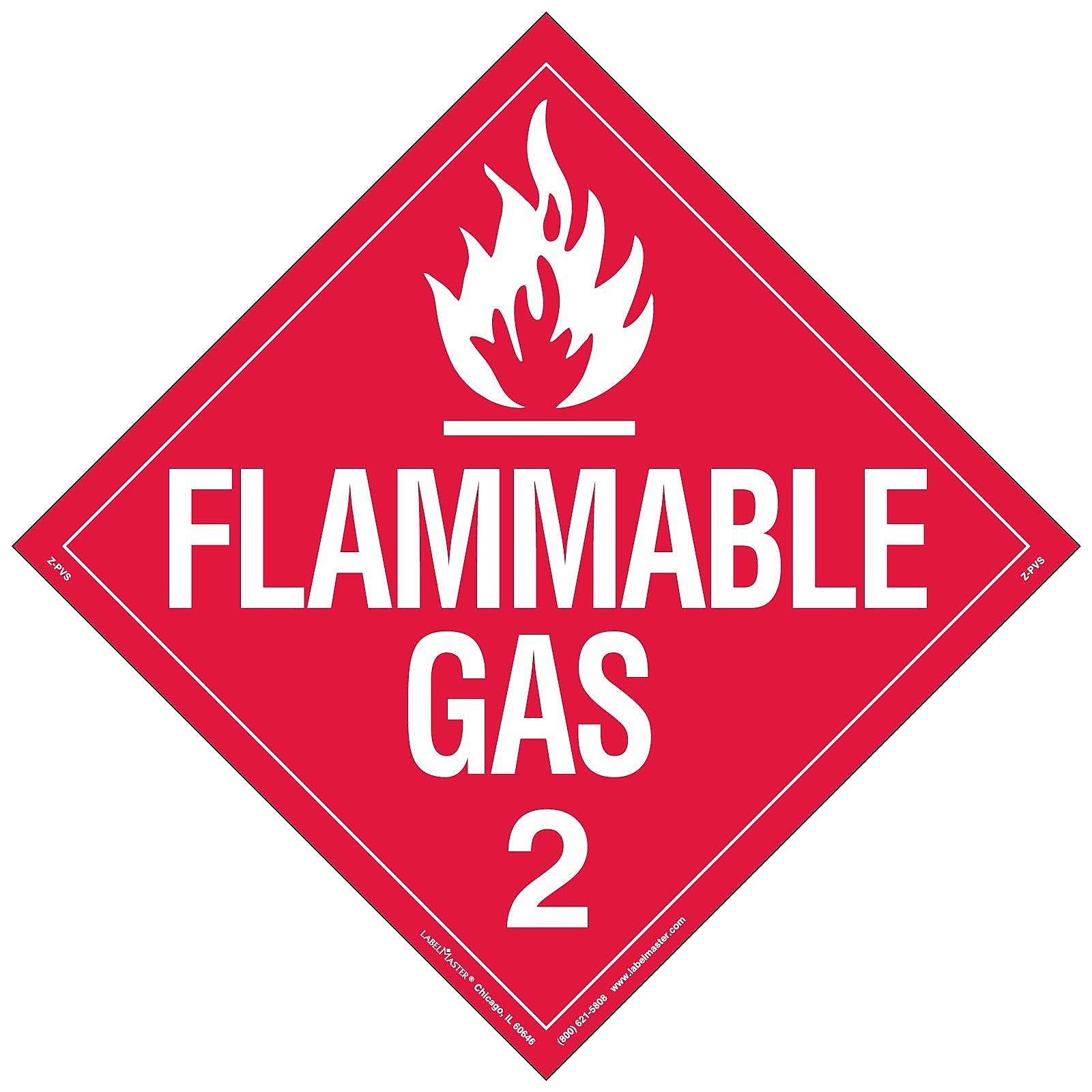 Labelmaster® Flammable Gas Placard, Worded, Permanent Vinyl, 273mm x 273mm, 25/Pack (Z-PVS)