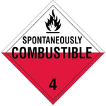 Labelmaster® Spontaneously Combustible Placard, Worded, Rigid Vinyl, 10.75" x 10.75", 25/Pack (Z-RVW21)