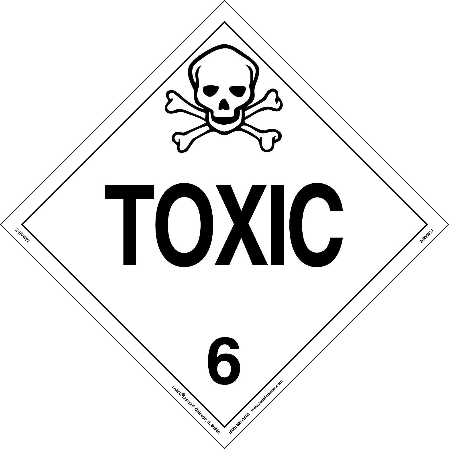 Labelmaster® Toxic Placard, Worded, Rigid Vinyl, 10.75" x 10.75", 25/Pack (Z-RVW27)