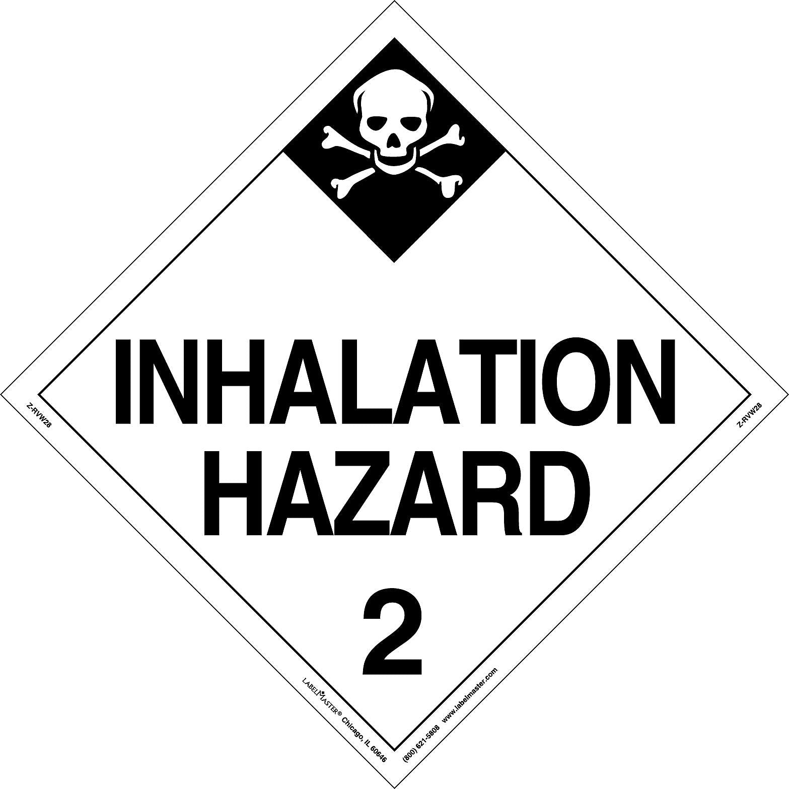 Labelmaster® Inhalation Hazard 2 Placard, Worded, Rigid Vinyl, 10.75" x 10.75", 25/Pack (Z-RVW28)