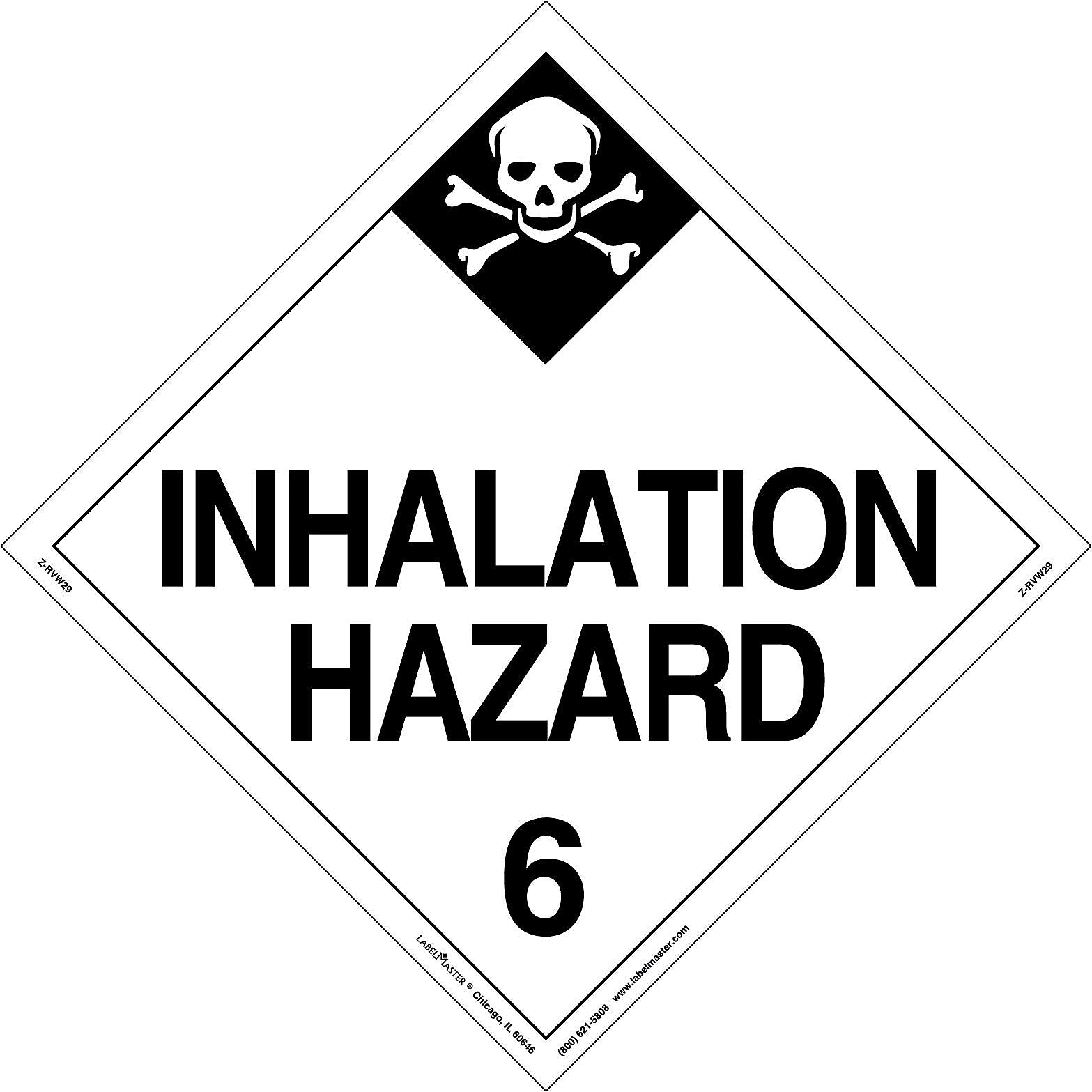 Labelmaster® Inhalation Hazard Placard, Worded, Rigid Vinyl, 10.75" x 10.75", 25/Pack (Z-RVW29)