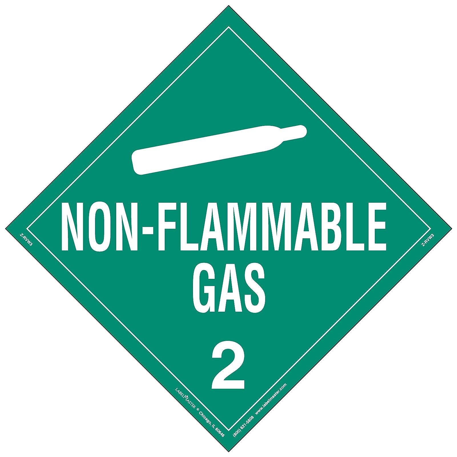 Labelmaster® Non-Flammable Gas Placard, Worded, Rigid Vinyl, 10.75" x 10.75", 25/Pack (Z-RVW3)