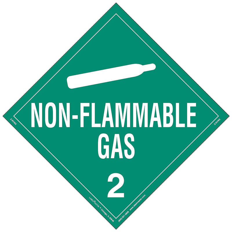 Labelmaster® Non-Flammable Gas Placard, Worded, Rigid Vinyl, 10.75" x 10.75", 25/Pack (Z-RVW3)