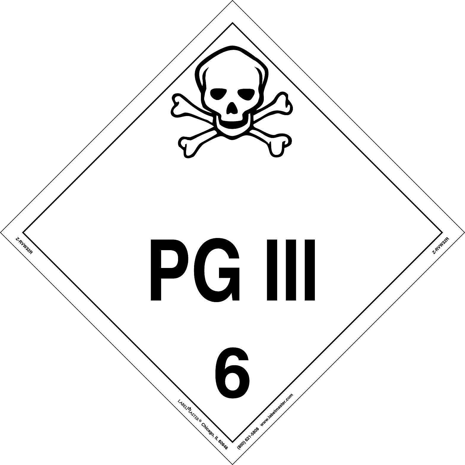 Labelmaster® PG III Placard, Worded, Rigid Vinyl, 10.75" x 10.75", 25/Pack (Z-RVW32R)