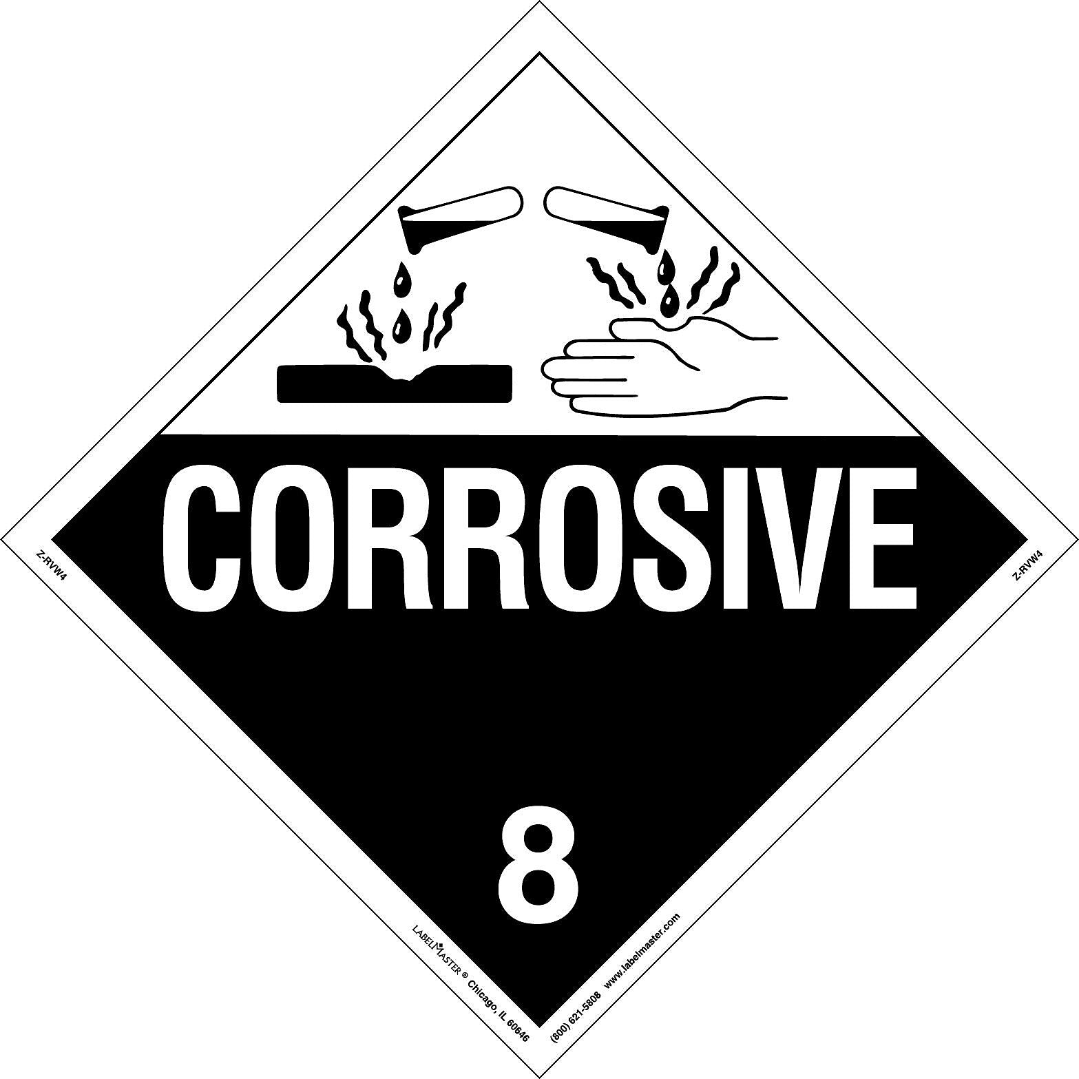 Labelmaster® Corrosive Placard, Worded, Rigid Vinyl, 10.75" x 10.75", 25/Pack (Z-RVW4)