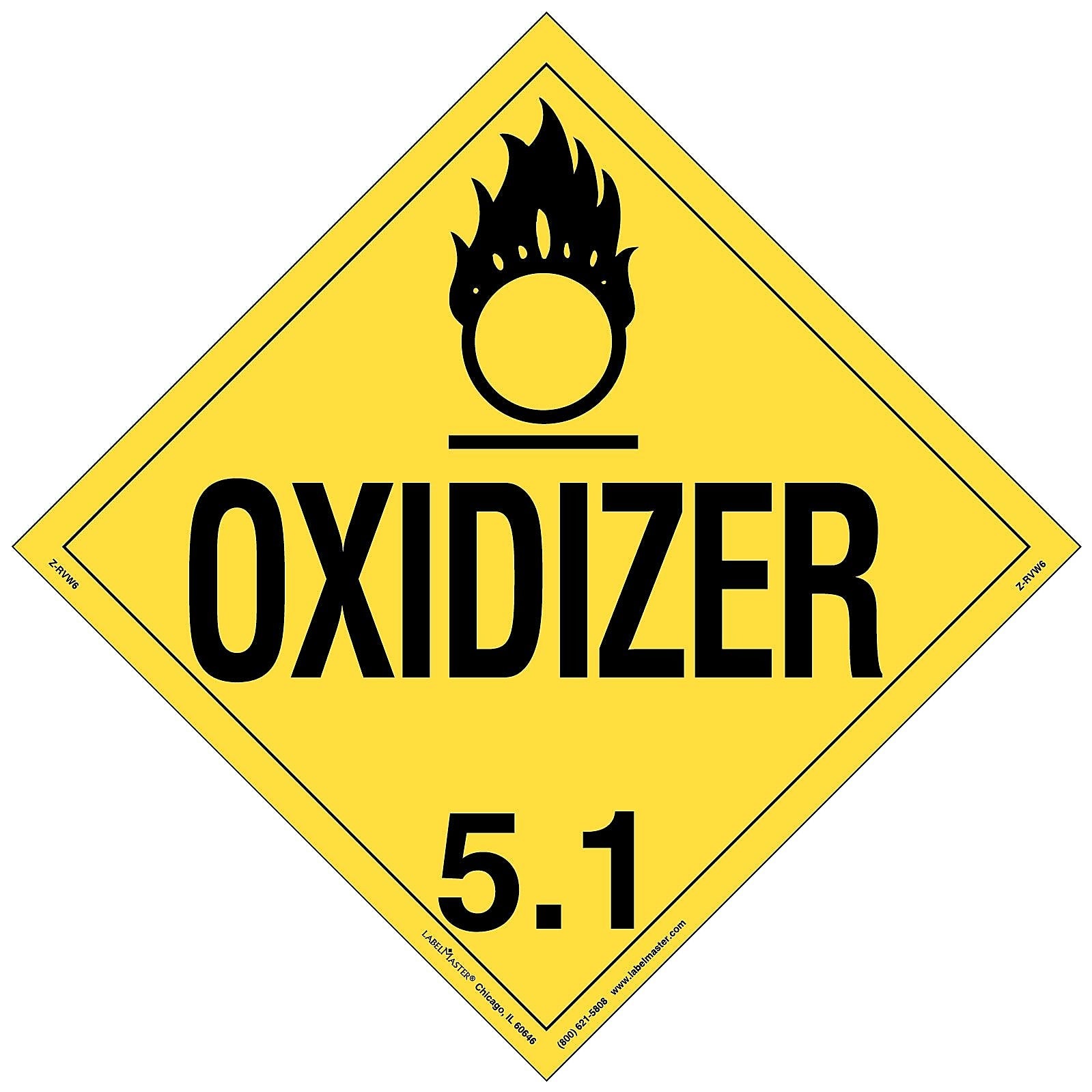 Labelmaster® Oxidizer Placard, Worded, Rigid Vinyl, 10.75" x 10.75", 25/Pack (Z-RVW6)