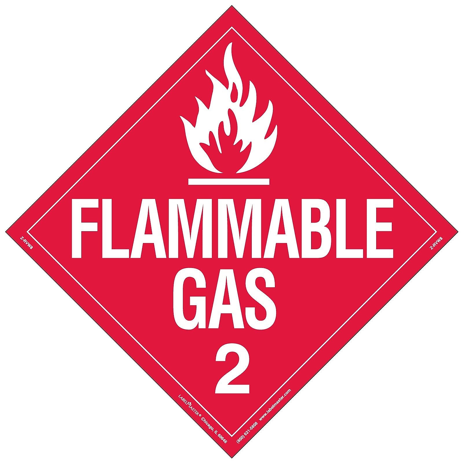 Labelmaster® Flammable Gas Placard, Worded, Rigid Vinyl, 10.75" x 10.75", 25/Pack (Z-RVW8)