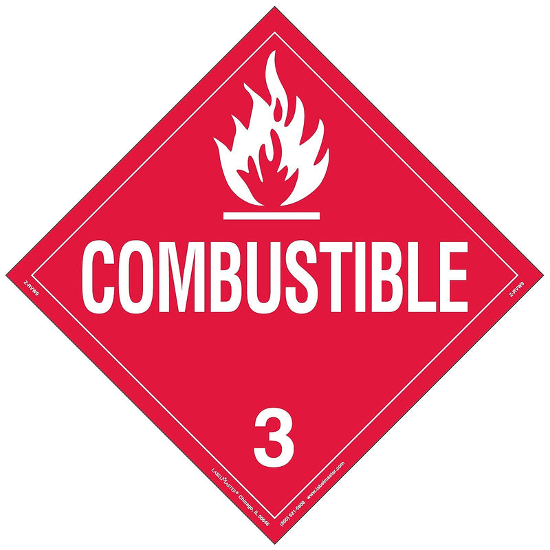 Labelmaster® Combustible Liquid Placard, Worded, Rigid Vinyl, 10.75" x 10.75", 25/Pack (Z-RVW9)