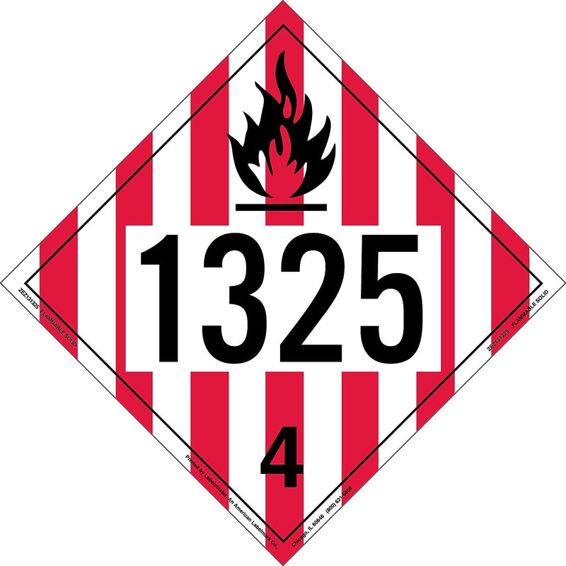 Labelmaster® Flammable Solid Placard, UN 1325, E-Z Removable Vinyl, 273mm x 273mm, 25/Pack (ZEZ131325)
