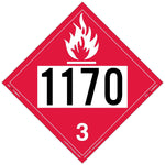 Labelmaster® Flammable Liquid Placard, UN 1170, E-Z Removable Vinyl, 273mm x 273mm, 25/Pack (ZEZ21170)