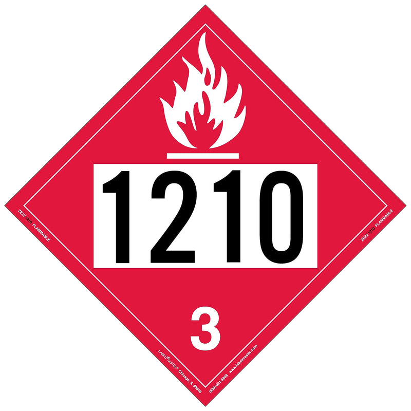 Labelmaster® UN 1210 Flammable Liquid Placard, E-Z Removable Vinyl, 273mm x 273mm, 25/Pack (ZEZ21210)