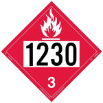 Labelmaster® Flammable Liquid Placard, UN 1230, E-Z Removable Vinyl, 273mm x 273mm, 25/Pack (ZEZ21230)