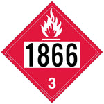 Labelmaster® Flammable Liquid Placard, UN 1866, E-Z Removable Vinyl, 273mm x 273mm, 25/Pack (ZEZ21866)