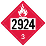 Labelmaster® Flammable Liquid Placard, UN 2924, E-Z Removable Vinyl, 273mm x 273mm, 25/Pack (ZEZ22924)