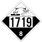 Labelmaster® Corrosive Placard, UN 1719, E-Z Removable Vinyl, 273mm x 273mm, 25/Pack (ZEZ41719)