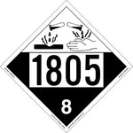 Labelmaster® Corrosive Placard, UN 1805, E-Z Removable Vinyl, 273mm x 273mm, 25/Pack (ZEZ41805)