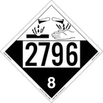 Labelmaster® Corrosive Placard, UN 2796, E-Z Removable Vinyl, 25/Pack (ZEZ42796)
