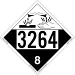 Labelmaster® Corrosive Placard, UN 3264, E-Z Removable Vinyl, 273mm x 273mm, 25/Pack (ZEZ43264)