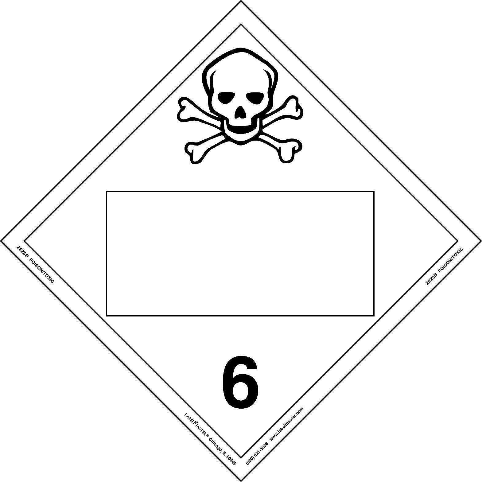 Labelmaster® Toxic Placard, Blank, E-Z Removable Vinyl, 273mm x 273mm, 25/Pack (ZEZ5B)