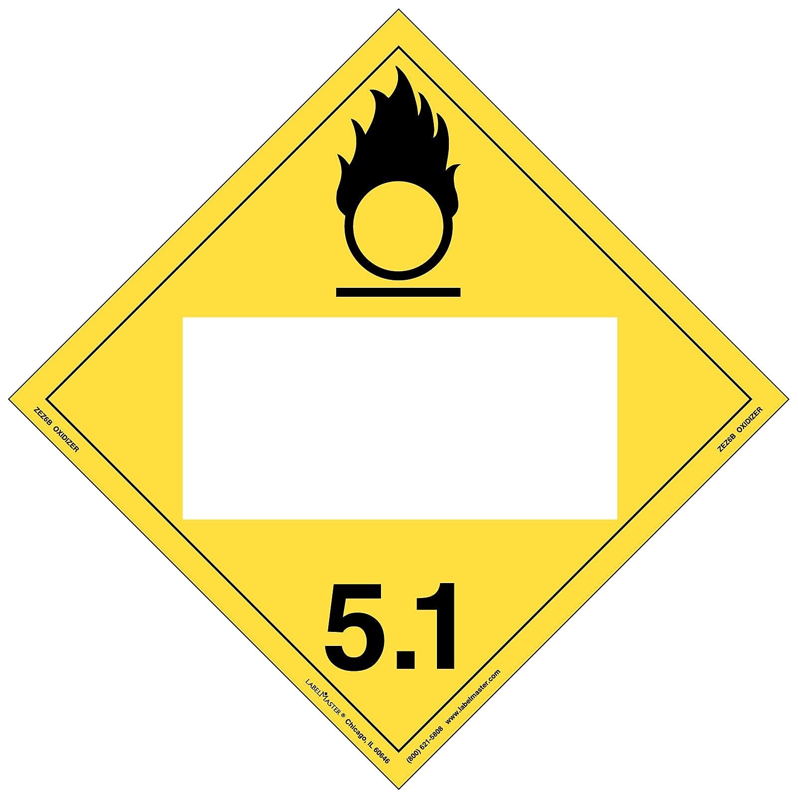 Labelmaster® Oxidizer Placard, Blank, E-Z Removable Vinyl, 273mm x 273mm, 25/Pack (ZEZ6B)