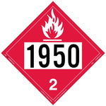 Labelmaster® Flammable Gas Placard, UN 1950, E-Z Removable Vinyl, 273mm x 273mm, 25/Pack (ZEZ81950)