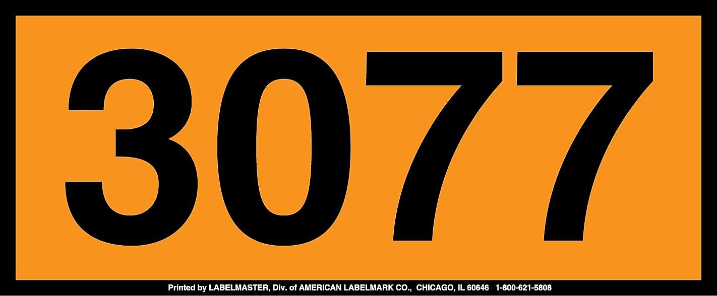 Labelmaster® UN3077 Stock 4-Digit Orange Panel, E-Z Removable Vinyl, 160mm x 400mm, 25/Pack (ZOPEZ3077)