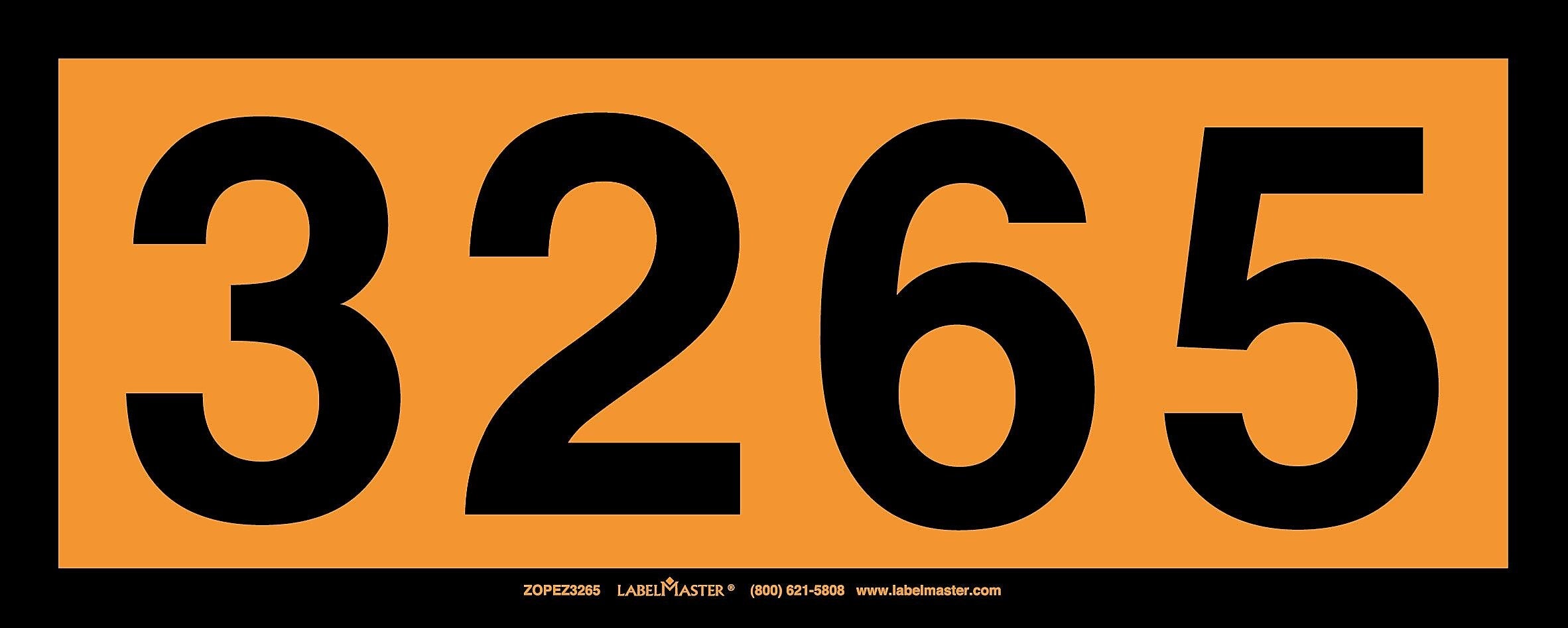Labelmaster® UN3265 Orange Panel, E-Z Removable Vinyl, 160mm x 400mm, 25/Pack (ZOPEZ3265)