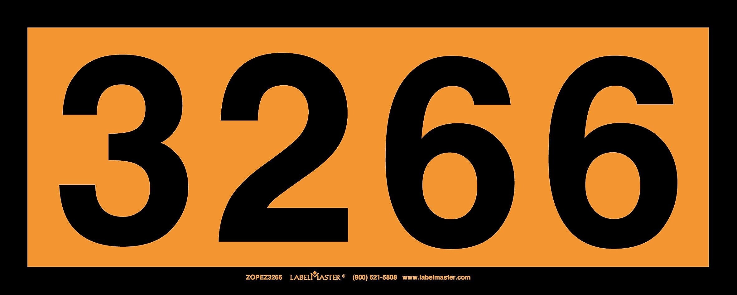 Labelmaster® UN3266 Orange Panel, E-Z Removable Vinyl, 160mm x 400mm, 25/Pack (ZOPEZ3266)