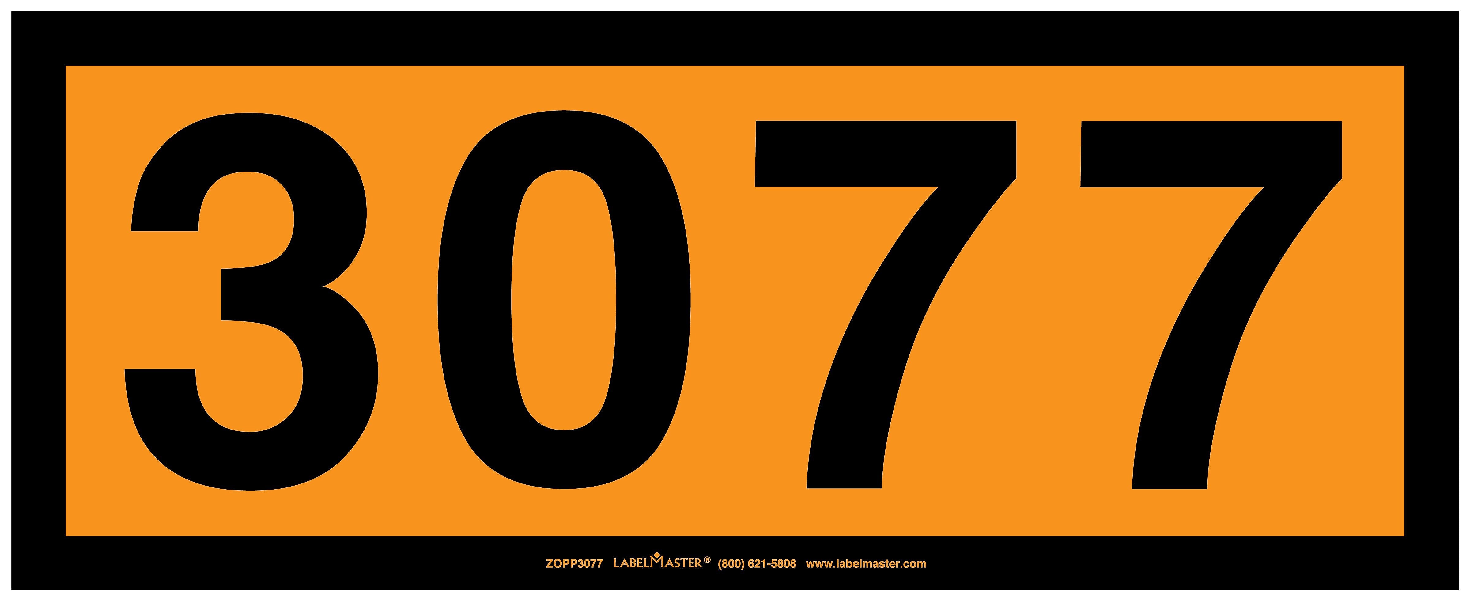 Labelmaster® UN3077 Stock 4-Digit Orange Panel, Permanent Vinyl, 160mm x 400mm, 25/Pack (ZOPP3077)