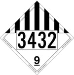 Labelmaster® Miscellaneous Dangerous Goods Placard, UN 3432, Rigid Vinyl, 10.75" x 10.75", 25/Pack (ZRV19-32)