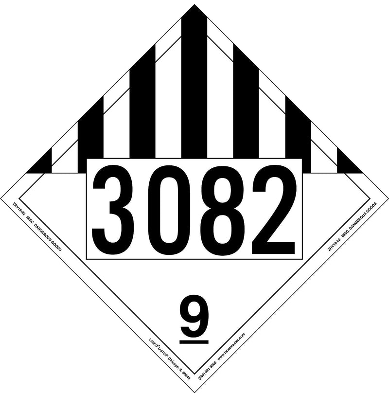 Labelmaster® Miscellaneous Dangerous Goods Placard, UN 3082, Rigid Vinyl, 10.75" x 10.75", 25/Pack (ZRV19-82)