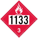 Labelmaster® Flammable Liquid Placard, UN 1133, Rigid Vinyl, 10.75" x 10.75", 25/Pack (ZRV21133)