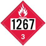 Labelmaster® UN1267 Flammable Liquid Placard, Rigid Vinyl, 10.75" x 10.75", 25/Pack (ZRV21267)