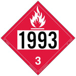 Labelmaster® Flammable Liquid Placard, UN 1993, Rigid Vinyl, 10.75" x 10.75", 25/Pack (ZRV21993)