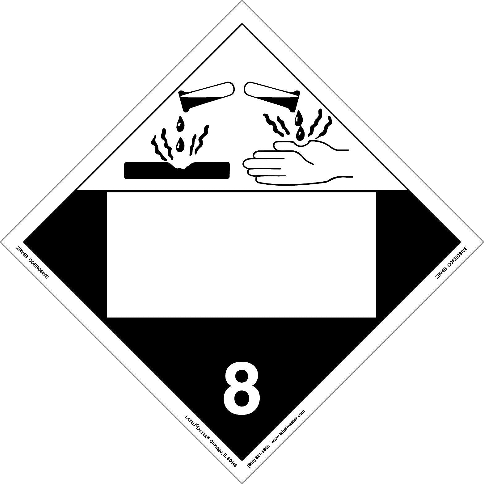 Labelmaster® Corrosive Placard, Blank, Rigid Vinyl, 10.75" x 10.75", 25/Pack (ZRV4B)