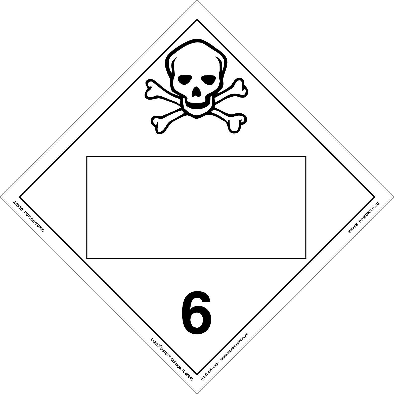 Labelmaster® Toxic Placard, Blank, Rigid Vinyl, 10.75" x 10.75", 25/Pack (ZRV5B)