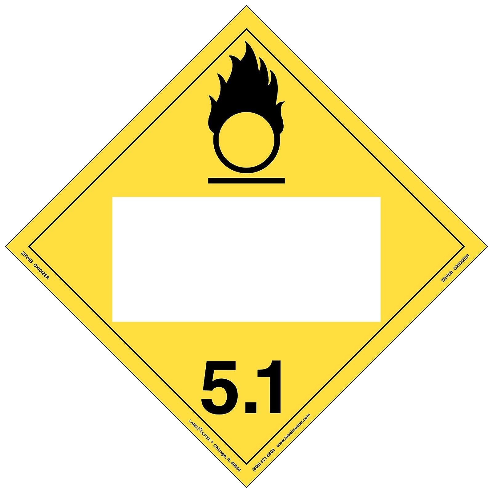 Labelmaster® Oxidizer Placard, Blank, Rigid Vinyl, 10.75" x 10.75", 25/Pack (ZRV6B)