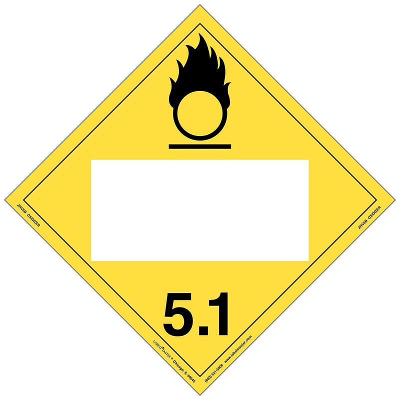 Labelmaster® Oxidizer Placard, Blank, Rigid Vinyl, 10.75" x 10.75", 25/Pack (ZRV6B)