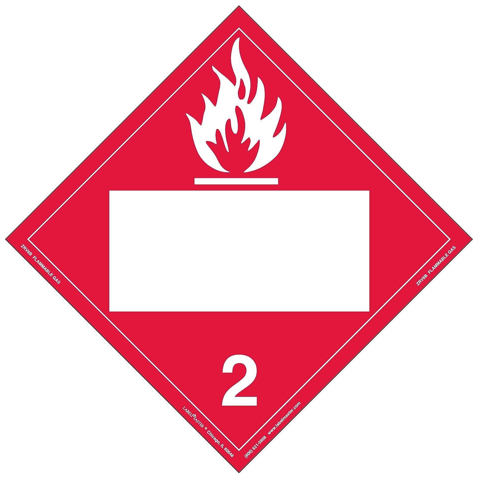 Labelmaster® Flammable Gas Placard, Blank, Rigid Vinyl, 10.75" x 10.75", 25/Pack (ZRV8B)