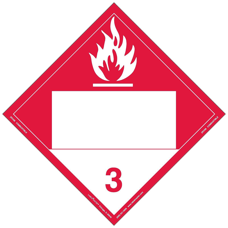 Labelmaster® Combustible Liquid Placard, Blank, Rigid Vinyl, 10.75" x 10.75", 25/Pack (ZRV9B)
