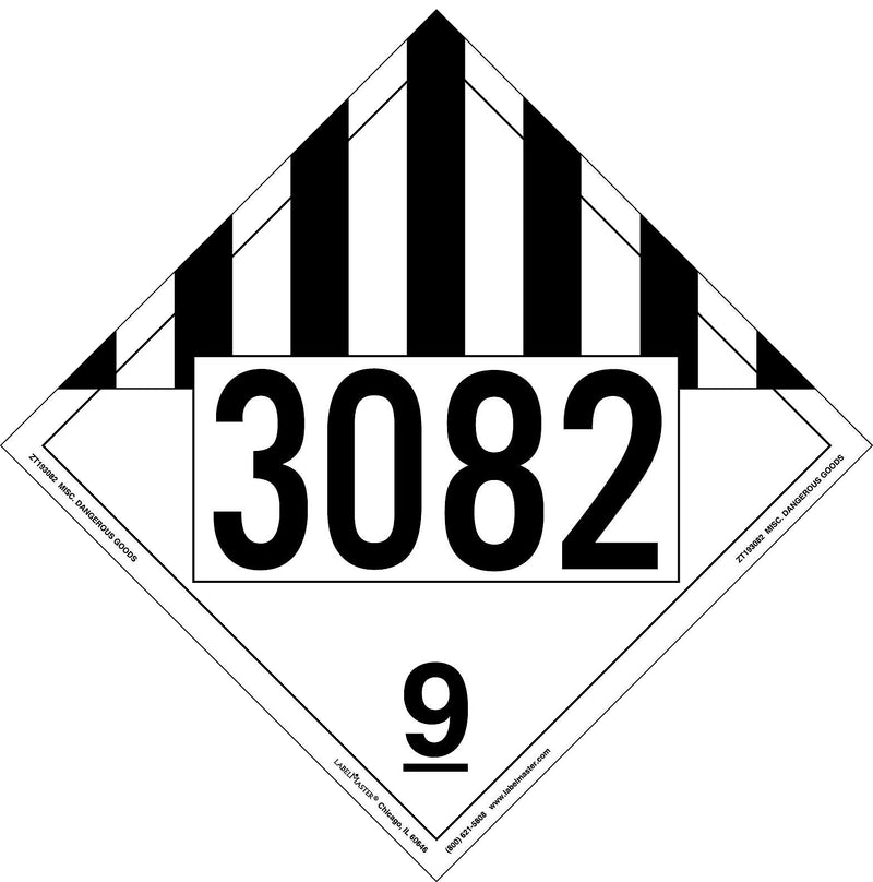 Labelmaster® Miscellaneous Dangerous Goods Placard, UN 3082, Tag Board, 10.75" x 10.75", 25/Pack (ZT193082)