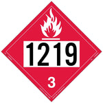 Labelmaster® Flammable Liquid Placard, UN 1219, Tag Board, 10.75" x 10.75", 25/Pack (ZT2-1219)