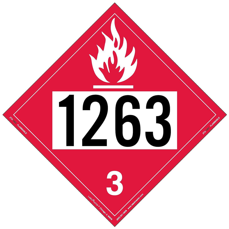 Labelmaster® Flammable Liquid Placard, UN 1263, Tag Board, 10.75" x 10.75", 25/Pack (ZT2-1263)