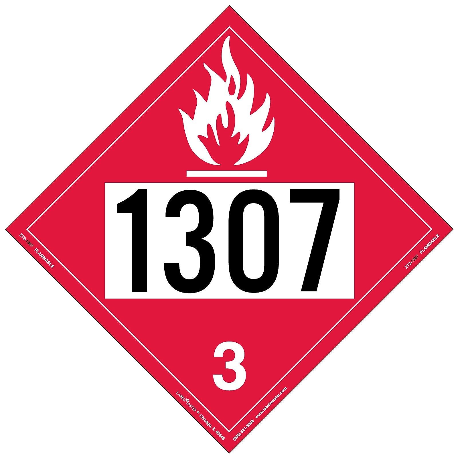 Labelmaster® Flammable Liquid Placard, UN 1307, Tag Board, 10.75" x 10.75", 25/Pack (ZT2-1307)