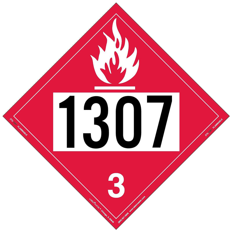 Labelmaster® Flammable Liquid Placard, UN 1307, Tag Board, 10.75" x 10.75", 25/Pack (ZT2-1307)