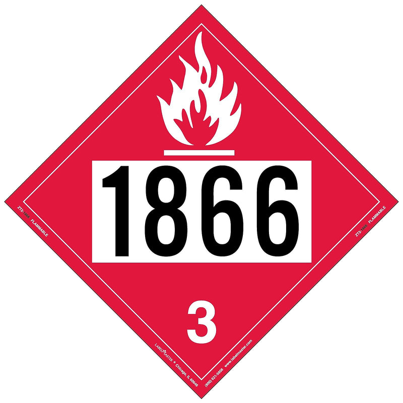 Labelmaster® Flammable Liquid Placard, UN 1866, Tag Board, 10.75" x 10.75", 25/Pack (ZT2-1866)